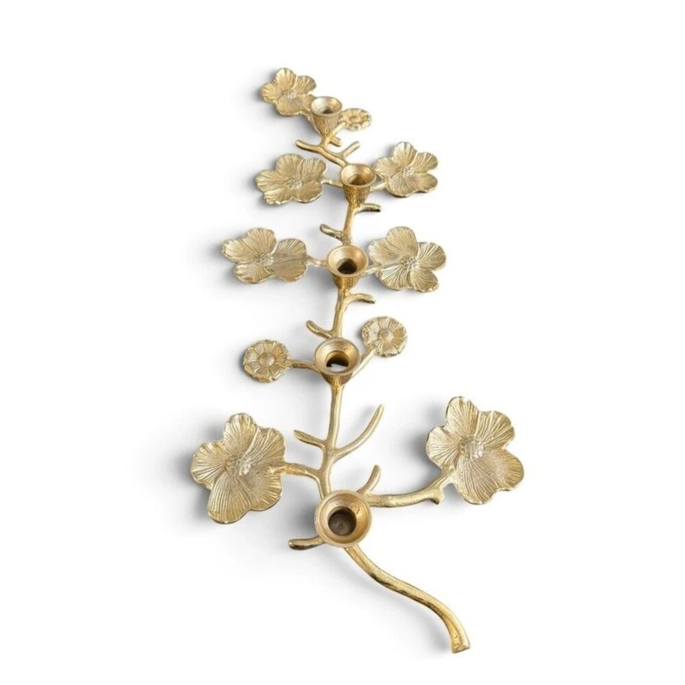 Isaac Mizrahi Gold Floral Branch Candelabra – 5 Arm Candle Holder